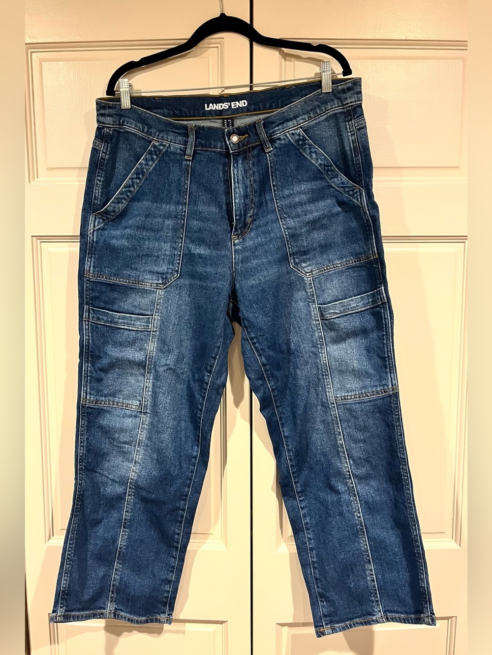 Lands End Women’s Denim High Rise Utility Cargo Ankle Jeans - Plus 16W